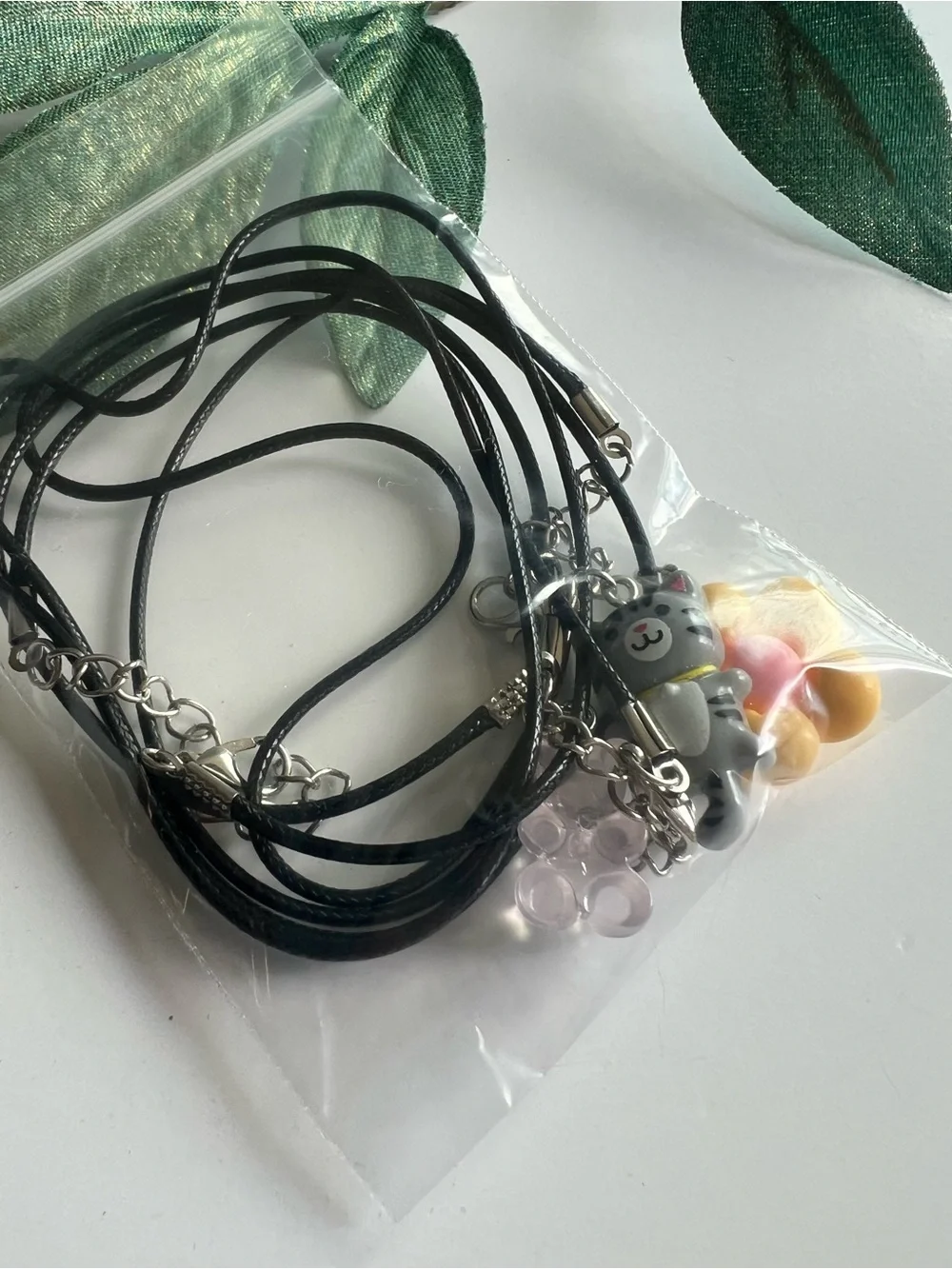 3 Kids Friendship Charm Necklace Set – Cat, Flower & Gummy Bear / stocking gift
